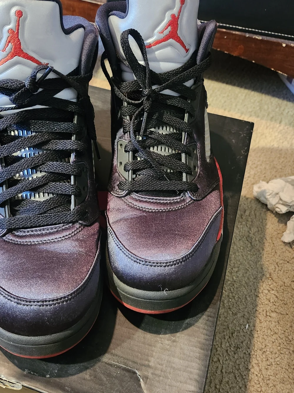 Jordan Air High-Top Sneakers in Black and Red